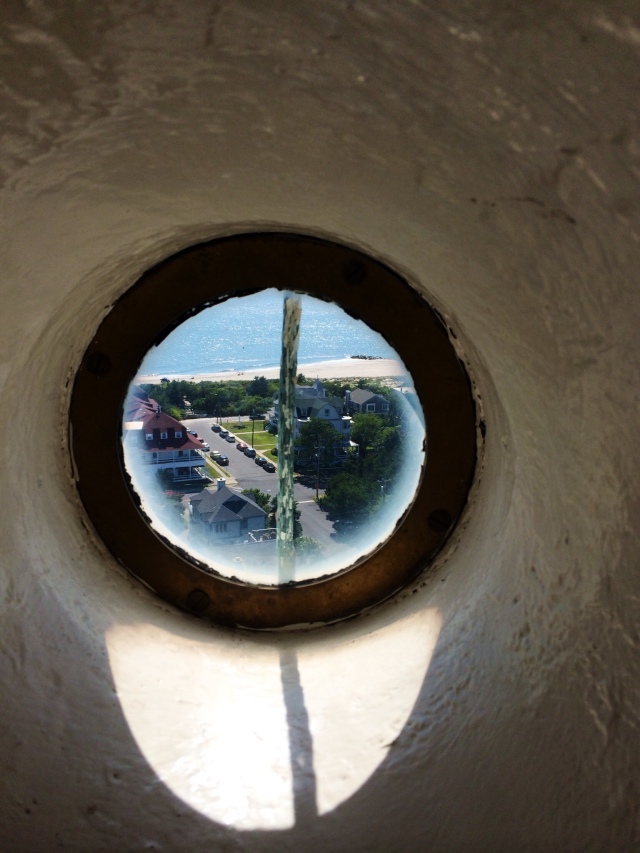 View from a porthole inside Cape May Lighthouse