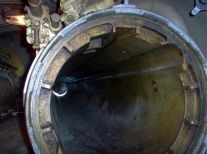 A torpedo tube from a submarine