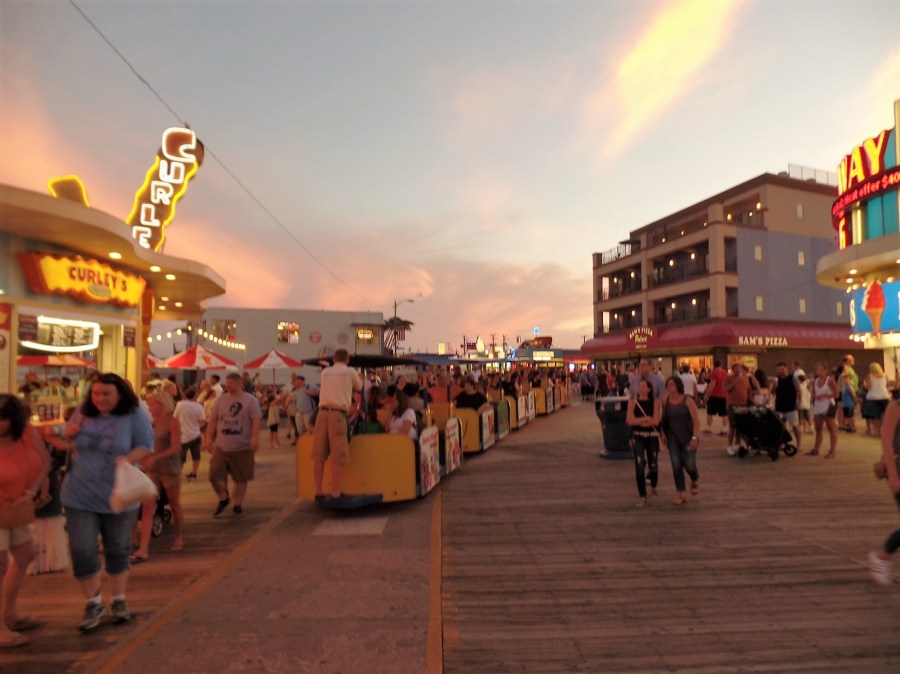 Wildwood boardwalk at sumset