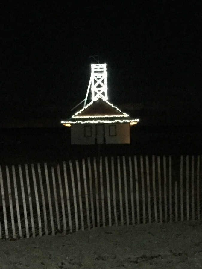 Christmas lights on the beach