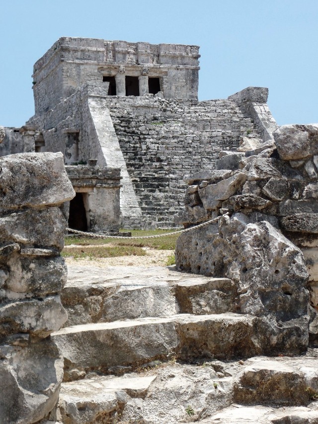 High point of Mayan ruins.