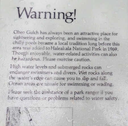 Haleakala National Park warning