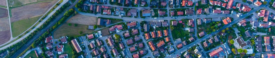 drone image of suburb