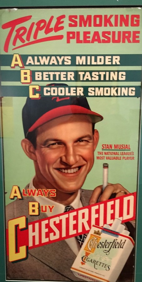 Stan Musial smokes Chestgerfield