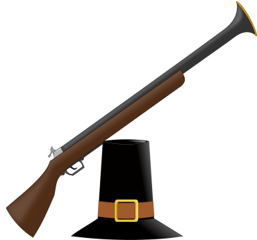 colonial musket and hat