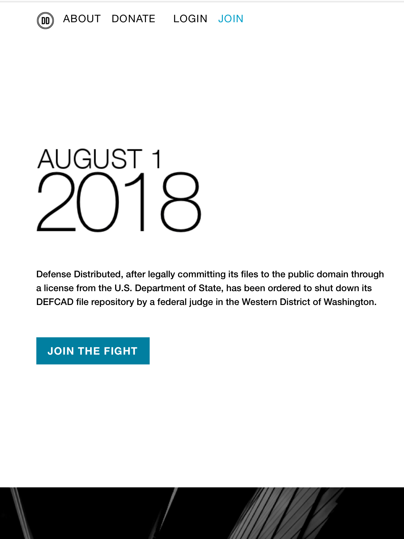screenshot of DD homepage