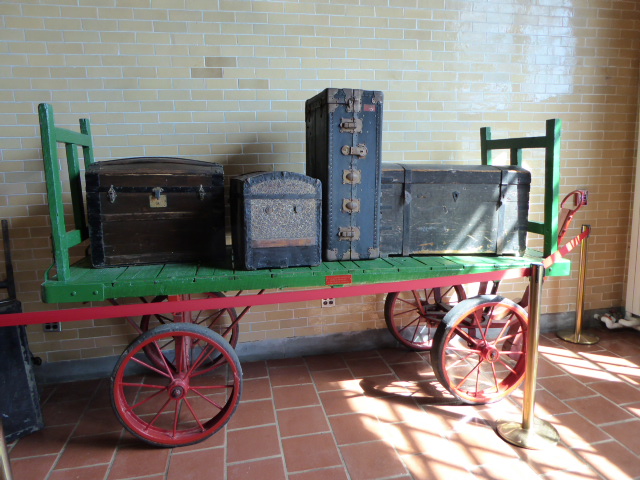 Railroad passenger luggage.