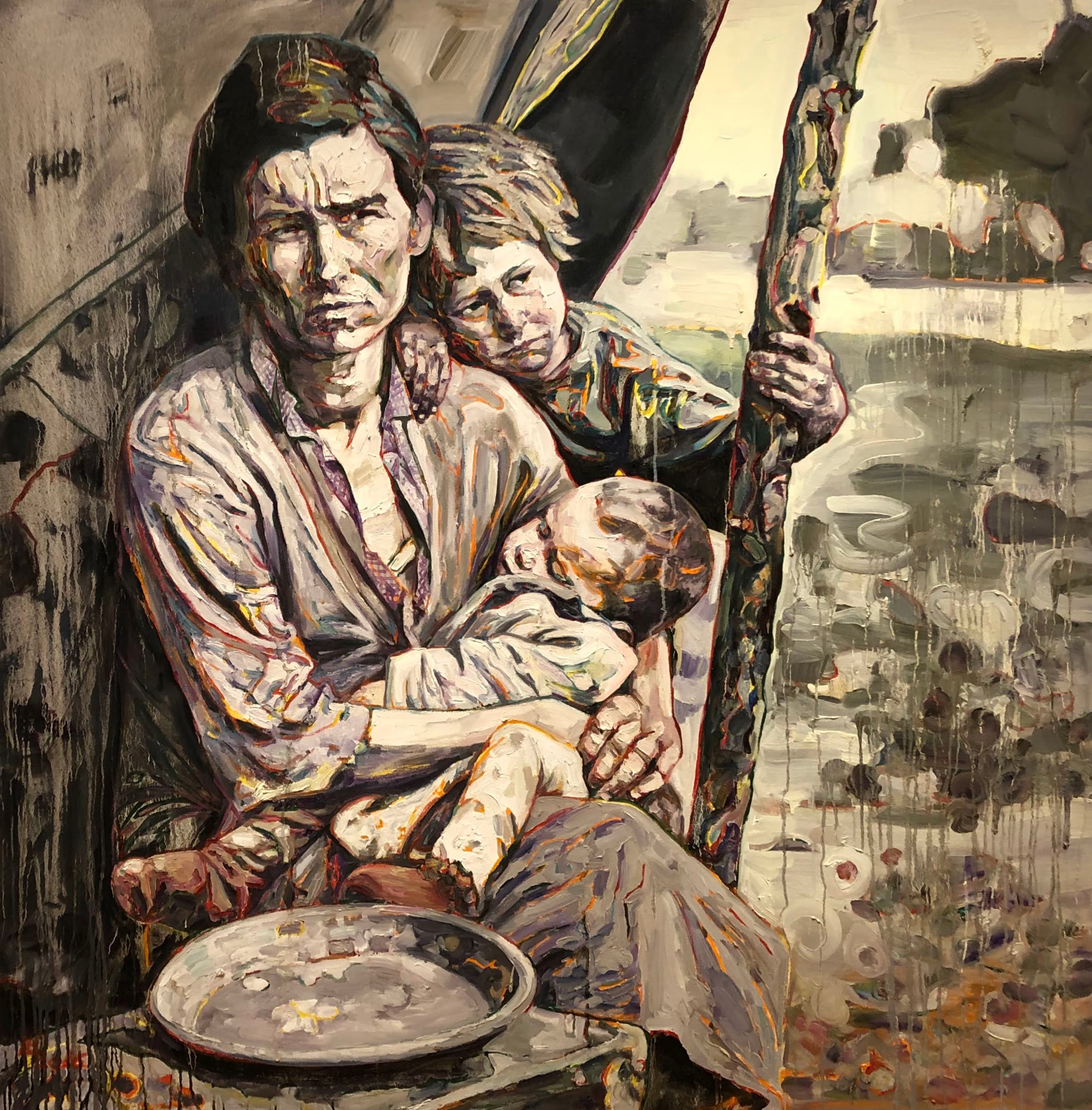 Migrant Mother: Mealtime, Hung Liu