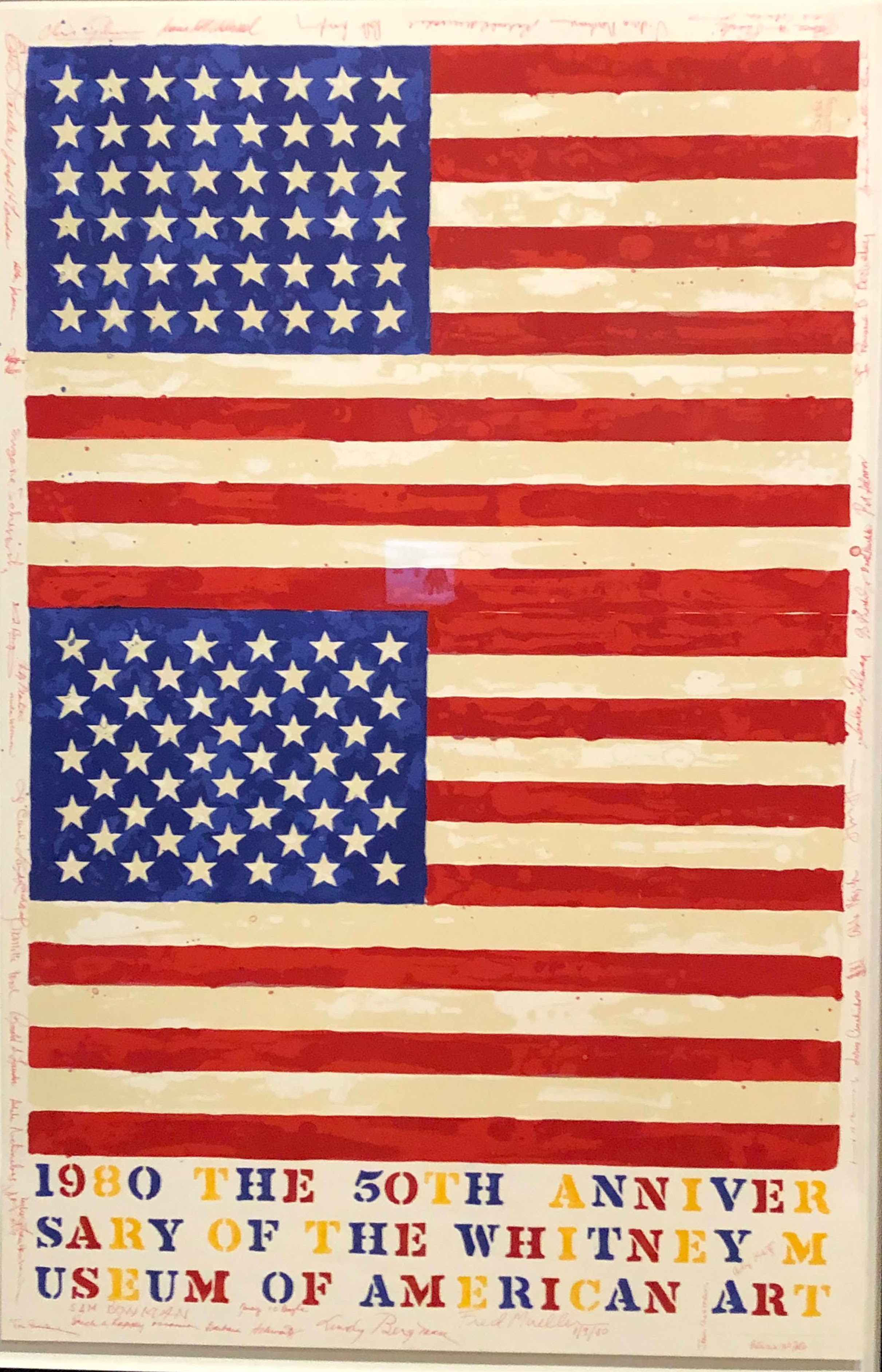 Whitney poster, Jasper Johns flags