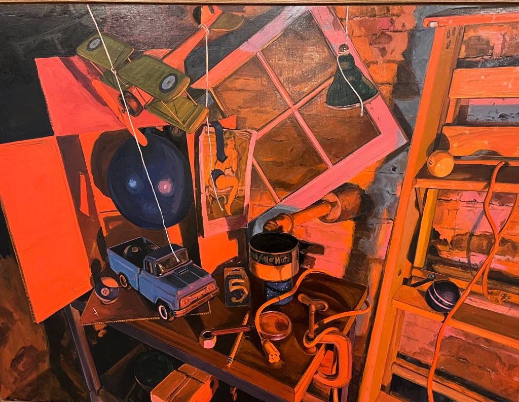 The Work Party: Biplane and Blue Truck in Red, David Orban