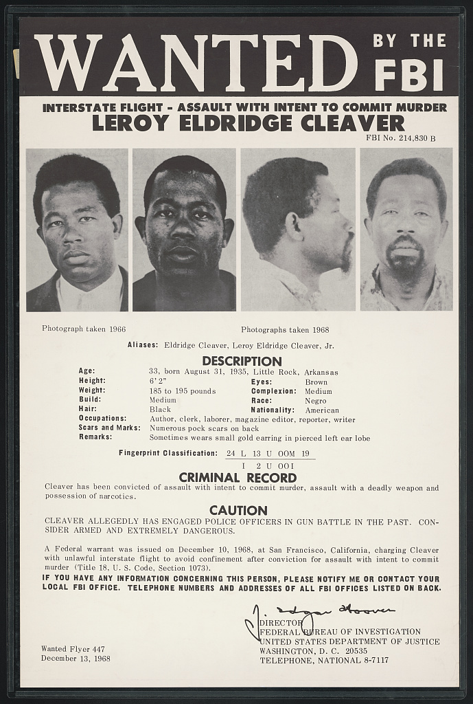 Eldridge Cleaver wanted poster